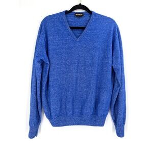 Paul Stuart Sweater Women XXL Blue Linen Cashmere V-Neck Italian Luxury Preppy